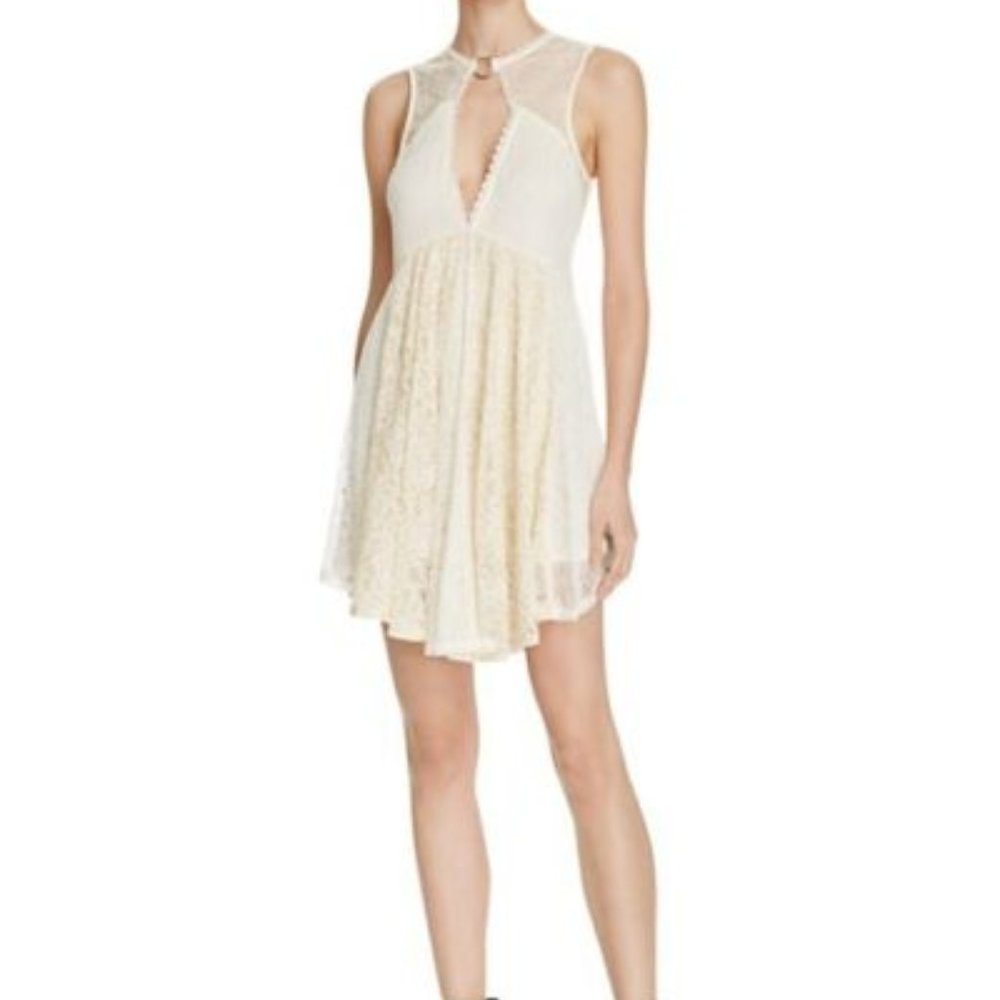 FREE PEOPLE Don't You Dare Lace Dress Neutral - S